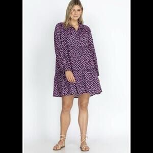 Johnny Was Dress Women’s small S navy pink floral woodstock tiered mini party
